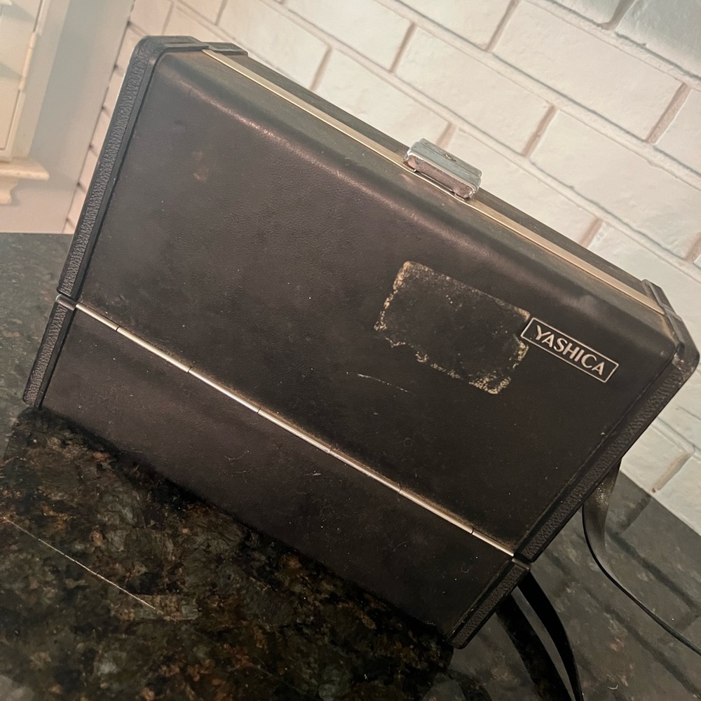 Yashica Electro 35 camera case, camera, and accessories - vintage